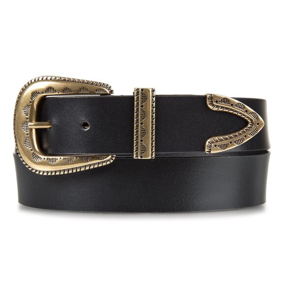 Luсkу Вrаnd Accessories - 8557 Women Western Style Fashion Leather Belt, Textured Buckle-black, Xl